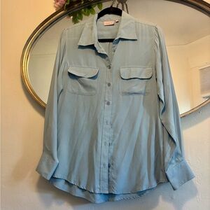 Hanna G Light Blue Silk Button-Up Shirt